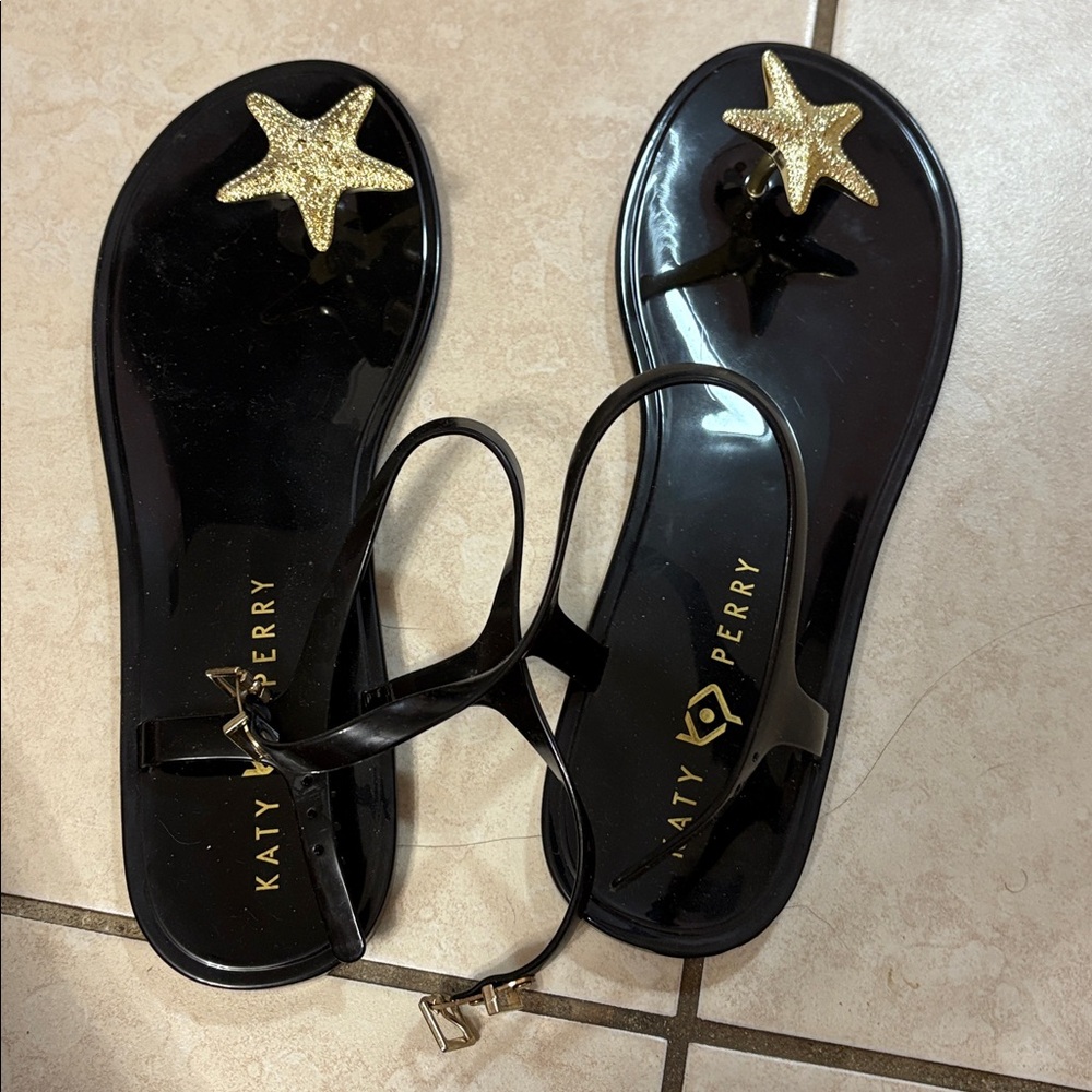Katy Perry Collections Black and Gold Starfish Sandals